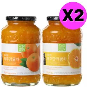 초록원 제주 한라봉차 1kg 2개 + 감귤차 1kg 2개 세트