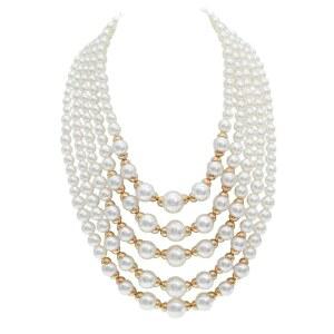 CIOOU 여성용 빅 펄 스랜드 목걸이 5겹 진주 비브 팔찌 및 귀걸이 세트 1920년대 튬 주얼리 신부 결혼식