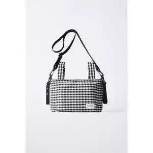 [국내배송] 자라 ZARA 체크 패턴 유모차용 기저귀 가방 - 블랙 970947