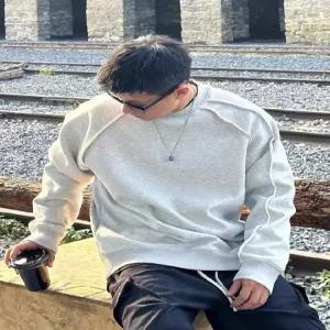 남성 캐주얼 캐치백 봄가을 맨투맨 솔리드 라운드 트렌드 빅사이즈 DUCHI3