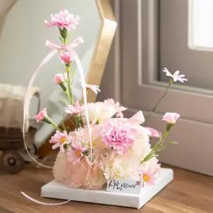 아트박스/플라워트리 어버이 감사 핑크 카네이션 조화 케이크 23x26cm 장식