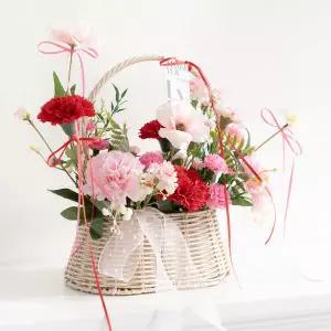 아트박스/플라워트리 감사하는 마음 카네이션 조화 바구니 set 40x36cm 꽃