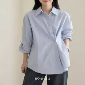 [보니제이]사이드 슬릿 언발 데일리룩 옆트임 롱셔츠 남방 2컬러