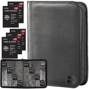 MAG 1024 포켓 카드 500 슬리브가 포함된 트레이딩 바인더 16 포켓이 탑 로더 수집 가능한 표준 카드와 호환되는 축구 TCG