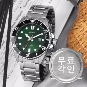 [카시오]무료각인 카시오 MDV-107D-3A2 흑새치 카키 다이버룩 정장캐쥬얼 남자 메탈 시계 d5