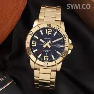 [카시오] MTP-VD01G-1B 다이버룩 빈티지 골드 블랙 스포츠 남자 메탈 시계 d5