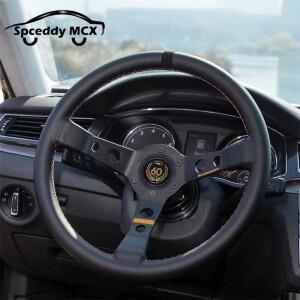 스피디 NEW MO 60주년 기념 심 레이싱 스티어링 휠 14인치 350mm 리얼 가죽 오목 드리프트 게임 유니버설