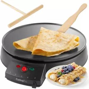 12인치 그리들 크레페 메이커 논스틱 전기 팬 반죽 스프레드기 및 레시피 가이드 - 부활절 아침 브런치