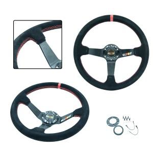 350mm 14인치 랠리아트 자동차 스티어링 휠 스웨이드 카본 드리프트 레이싱 게임 범용