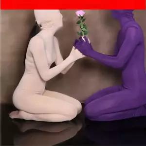 전신타이즈 슈트 코스프레 퍼플 의상 코스튬 쫄쫄이 밀크