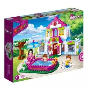 블록 조립 하우스 빌라 놀이 블록 장난감 모형 미니어처 플라스틱 어린이 풀빌라 모형집 아이 소꿉 교육