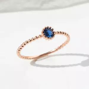 페인스 블루 사파이어 스톤 볼 반지 레이어드 링 데일리 애끼