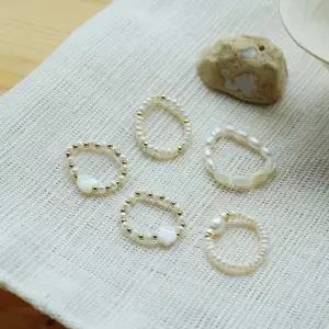 담수 진주 비즈 반지 링 Season2/자개 원석 하트 5종 WBP1+9hlX