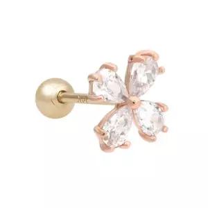 [미니아트]14K GOLD 큐빅 플라워 꽃 로즈골드 금 피어싱_