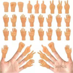 35개의 PCS 작은 손가락 손 미니 인형 가짜 중간 재미있는 미니어처 벌크 템 파티 취향 고양이 레이브