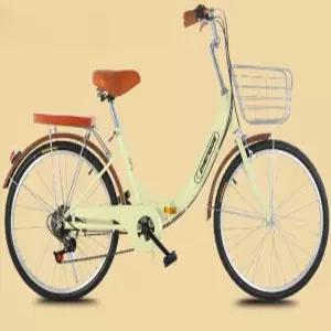 바구니자전거 여자 24인치 접이식 마실 22인치 출퇴근(1) 자전거 단일 펄화이트 여성용