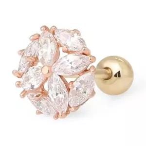 [미니아트]14K GOLD 큐빅 플라워 꽃 로즈골드 금 피어싱__