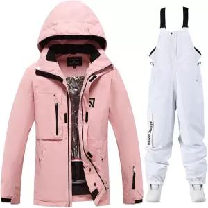 예파인 여성 스키복 투피스 방수 재킷 및 바지 세트 야외 방풍 겨울 스노우 코트 따뜻한 슈트