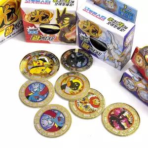 포켓몬스터 종이 광 딱지 2개 1세트 피카츄 레쿠쟈 가라르 종이딱지 남아 놀이 장난감 추억의 보드게임 수