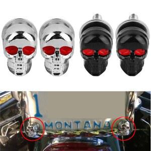 2개 해골 모양 번호판 프레임 볼트 나사 고정 캡 볼트 오토바이용 번호판 나사