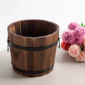 우드 방부목 대형 화분 원형 24x20cm 원목 베란다