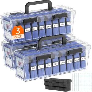 TCG 스포츠 카드 보관함 900매 수납 가변형 칸막이 6개 세트 라벨 포함 탑로더 적재형 투명 덱박스 하드