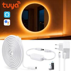 LED 화장대 백라이트 램프 지원 음성 켜기 2M 스마트 24V 벽 끄기, 조명 10M 장식을 실리콘 위한 제어 라이트 네온 거울