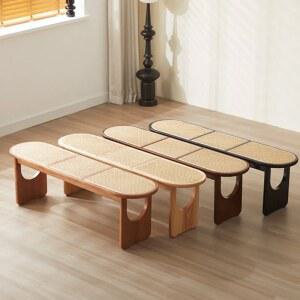 긴 벤치 라탄 직조 중세 가구 스툴 발코니 심플 신발장 북유럽식 복도 주방 스타일 뱅켄 홈 TYLB