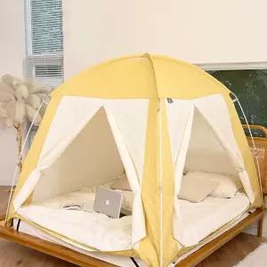 누빔 난방텐트 원터치 침대 겨울 옐로우 실내 패딩 텐트