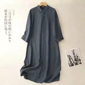 원피스 롱 하프 오피스룩 캐주얼 봄 여자원피스 셔츠 칼라 긴팔 원템1