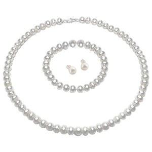 AAA 진주 목걸이 세트 담수 배양 주얼리 3개 / 팔찌 귀걸이 어버이날 생일 결혼식 신부 선물 아내