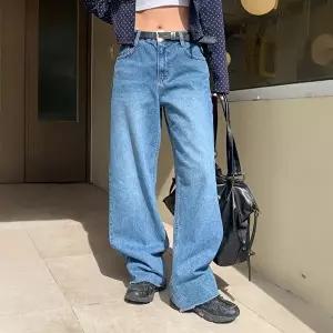 [옷자락]여자 와이드 루즈핏 하이웨이스트 데님 청바지