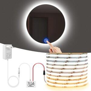 침투 가능한 유리 터치 조광기 스위치 메이크업 화장대 욕실 COB 테이블 Lighti 스트립 DIY 백라이트 빛 미러 드레싱 LED DC24V
