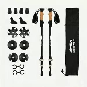 화이트울프 3단 접이식 초경량 등산스틱 두랄루민 7075 노르딕워킹 지팡이