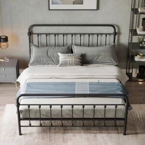 클래식 침실 철제 침대 프레임, 우아한 미니멀리스트 팔레트 더블 매트리스 베이스 모던 사무실/가정용 견고한