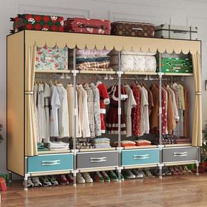 서랍과 커튼이 있는 심플한 옷장, 원단 내구성 방진 접합 기숙사 조립, 대용량 천,