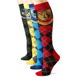 하이프 해리 포터 하우스 크레스트 아가일 주니어 / 여성 4팩 무릎 하이 양말