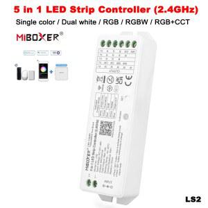 MiBoxer LS2 DC12V 48V 2 4GHz 조절 단일 색상/CCT/RGB/RGBW/RGB CCT 스트립용 밝기 컨트롤러 RF 5in1 스마트 LED