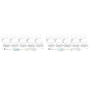 YLS 2X LED 거울 조명, 10개의 전구가 조광 USB 케이블 화장대 있는 조명 가능 부착형