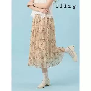 [하프클럽/클리지]쉬폰 기계주름 플라워 스커트 (CN3WSK08)