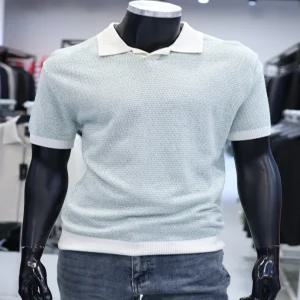 [STCO]SS 여름 잔스트라이프 반팔 오픈 카라니트 F2KT25214