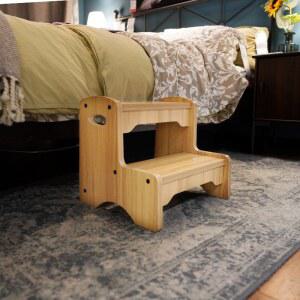 단단한 나무 발판 노인용 실내 사다리 주방 소형 미끄럼 방지 가정용 고층 안전 튼튼한