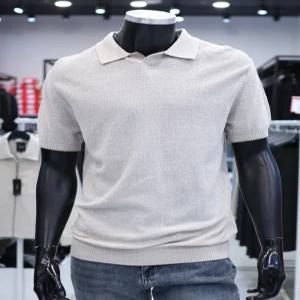 [STCO]STCO SS 여름 베이지 허니콤 반팔 카라니트 F2KT25211