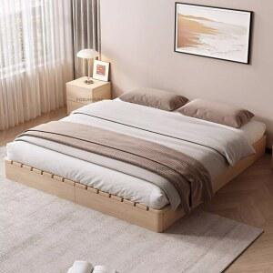가정용 기숙사 방습 슬랫 프레임 다다미 원목 베이스 일본식 침대 스타일 침실 가구 퀸/더블 북유럽