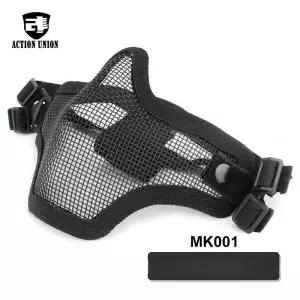 이중 스트랩 스틸 와이어 메쉬 하프페이스 마스크 야외 사이클링 전술 밀리터리 페이스 쉴드 보호 장비
