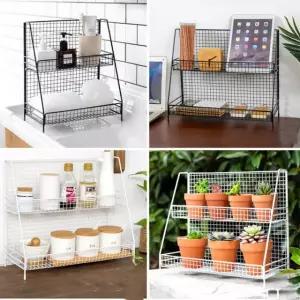 철제 2층 수납 선반 화분 주방 욕실 사무용품 정리 진열대 블랙 화이트112413