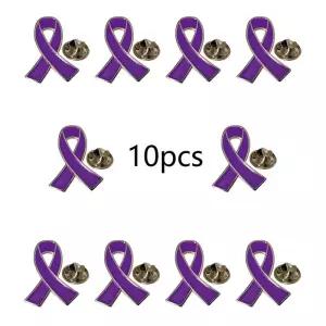 보라색 인식 리본 핀 루푸스 알츠하이머병 배지 가정폭력 및 췌장암 브로치 공공 자선 활동용