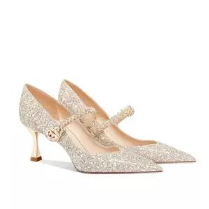 웨딩슈즈 하이힐 파티 글리터 크리스탈 본식 슈즈 새틴 구두