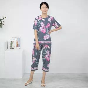 [모슬린]엄마옷 플라워 반팔 홈웨어 상하세트 614FGH080 마담중년여성빅사이즈50대60대