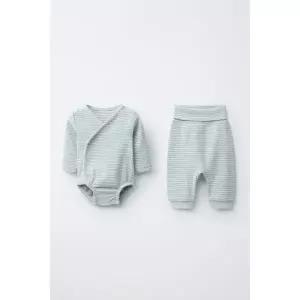 ZARA 사루엘 스트라이프 바디수트  팬츠 세트 - 그린 {QHJ}